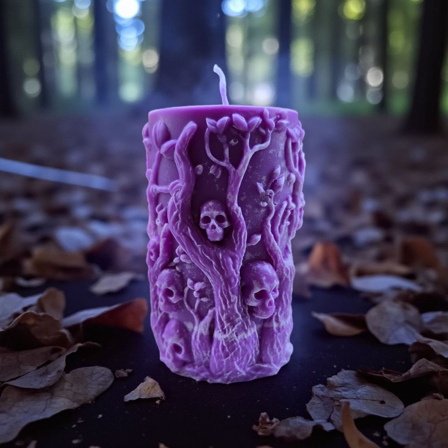 Handmade ✦ Witch & Skulls Candle ✦ Vanilla Brandy Soy Wax Gothic Decor Halloween