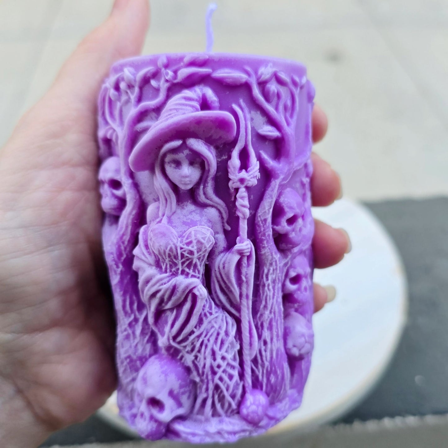 Handmade ✦ Witch & Skulls Candle ✦ Vanilla Brandy Soy Wax Gothic Decor Halloween