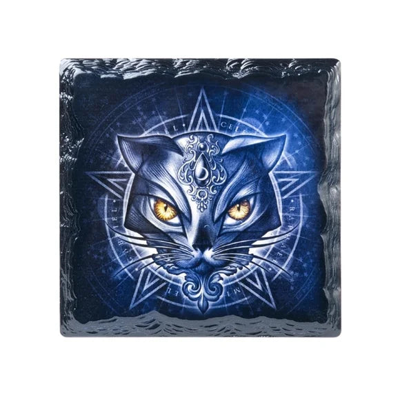 Alchemicat Slate Ceramic Coaster | Sacred Cat, Mystery, and Magick - Alchemy Gothic - Coasters