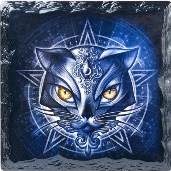 Alchemicat Slate Ceramic Coaster | Sacred Cat, Mystery, and Magick - Alchemy Gothic - Coasters