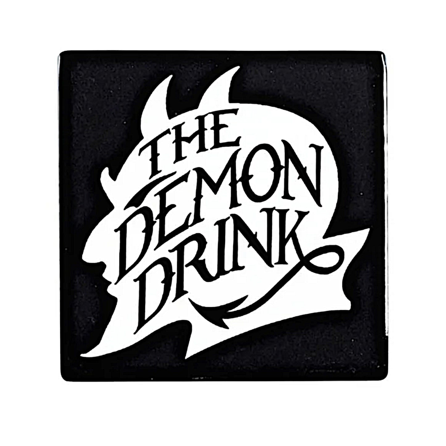 The Demon Drink Coaster | Black & White Ceramic w/ Gloss Finish - Alchemy Gothic - Coasters