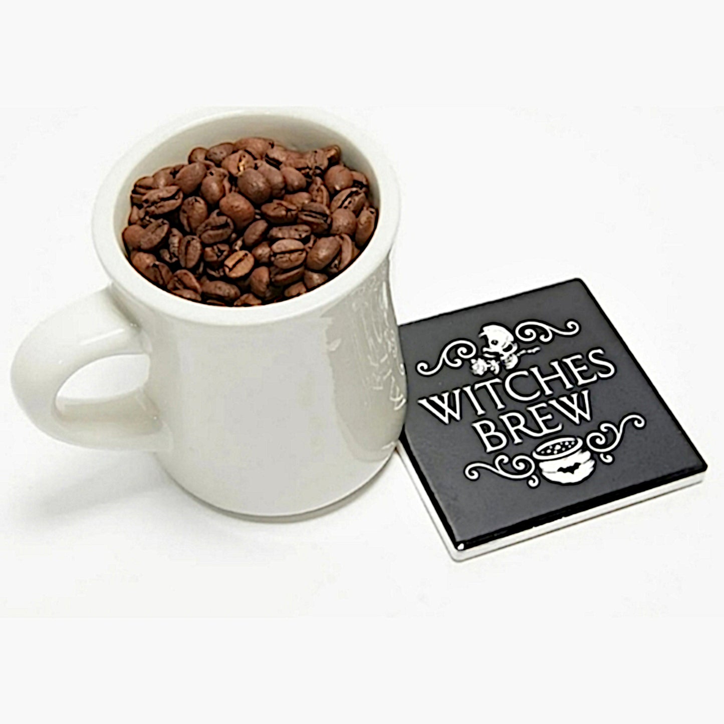 Witches Brew Coaster | High Quality Black & White Ceramic Coaster - Alchemy Gothic - Coasters