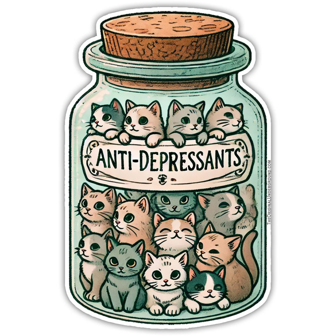 Anti-depressant Cats Sticker -  - Sticker