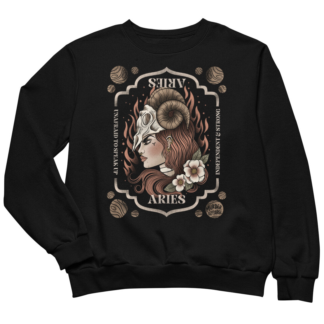 Aries Zodiac Sweatshirt – Goth T-Shirt for Night Dominance - - Sweatshirt