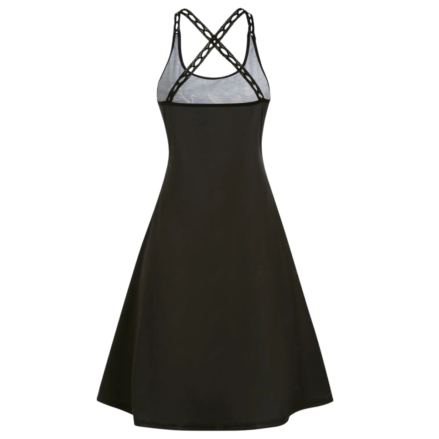 Skull Rose Print Gothic Mini Dress Cross Back Cut-Out Strap A Line - A Gothic Universe - Dresses