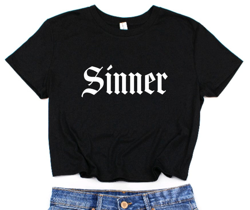 Sinner Cropped T-Shirt - - Crop Top