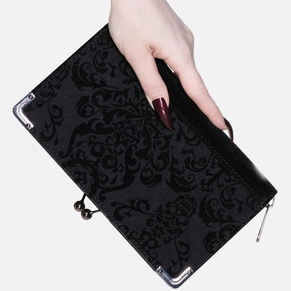 Haunted Soul Wallet | Velvet Burnout Goth Punk Kiss Lock Clutch - Killstar - Wallets