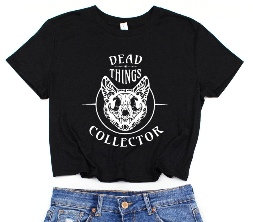 Cropped T-Shirt Dead Things Collector - Gothic Crop Top - Alternative Fashion Tee