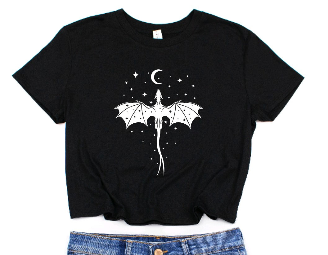 Dragon Cropped T-Shirt - Gothic Crop Top - Alternative Fashion Tee