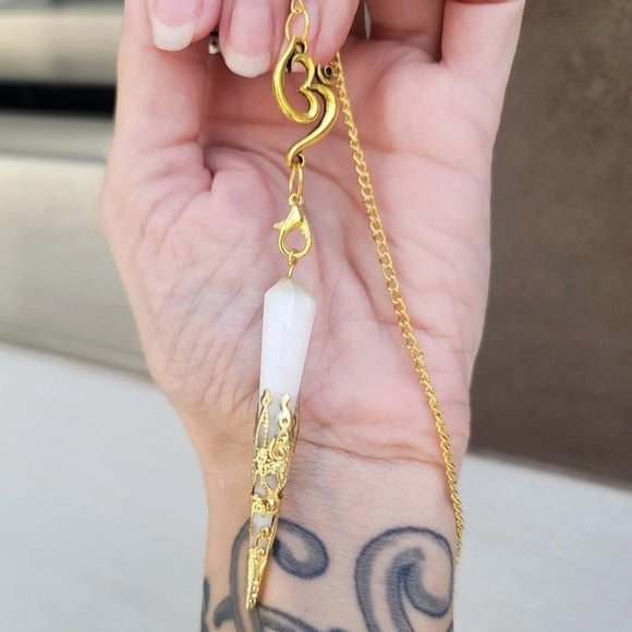 14K Dip Gold Selenite Pendulum | Divination Tool Clarity & Higher Consciousness - A Gothic Universe - Pendulums