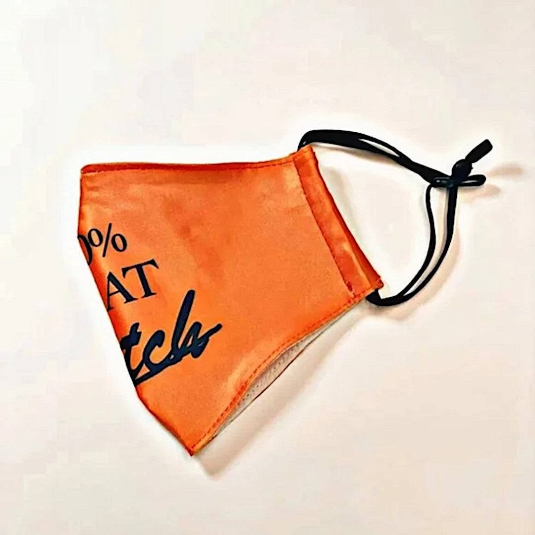 Face Mask | 100% That Witch Orange Black Adjustable Straps Comfort Gothic - A Gothic Universe - Face Masks
