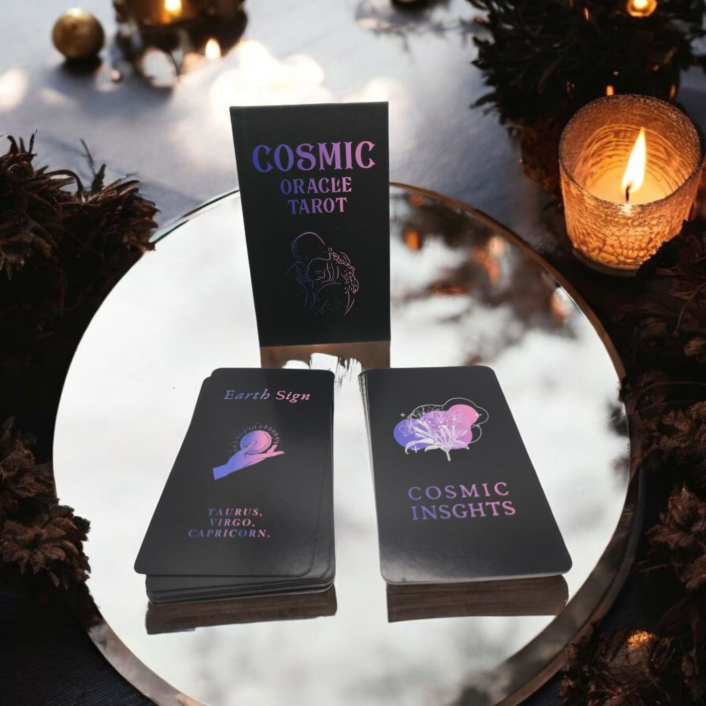 Cosmic Oracle Tarot Deck w/ Holographic Design & Guidebook Intuitive Readings - - Tarot Cards