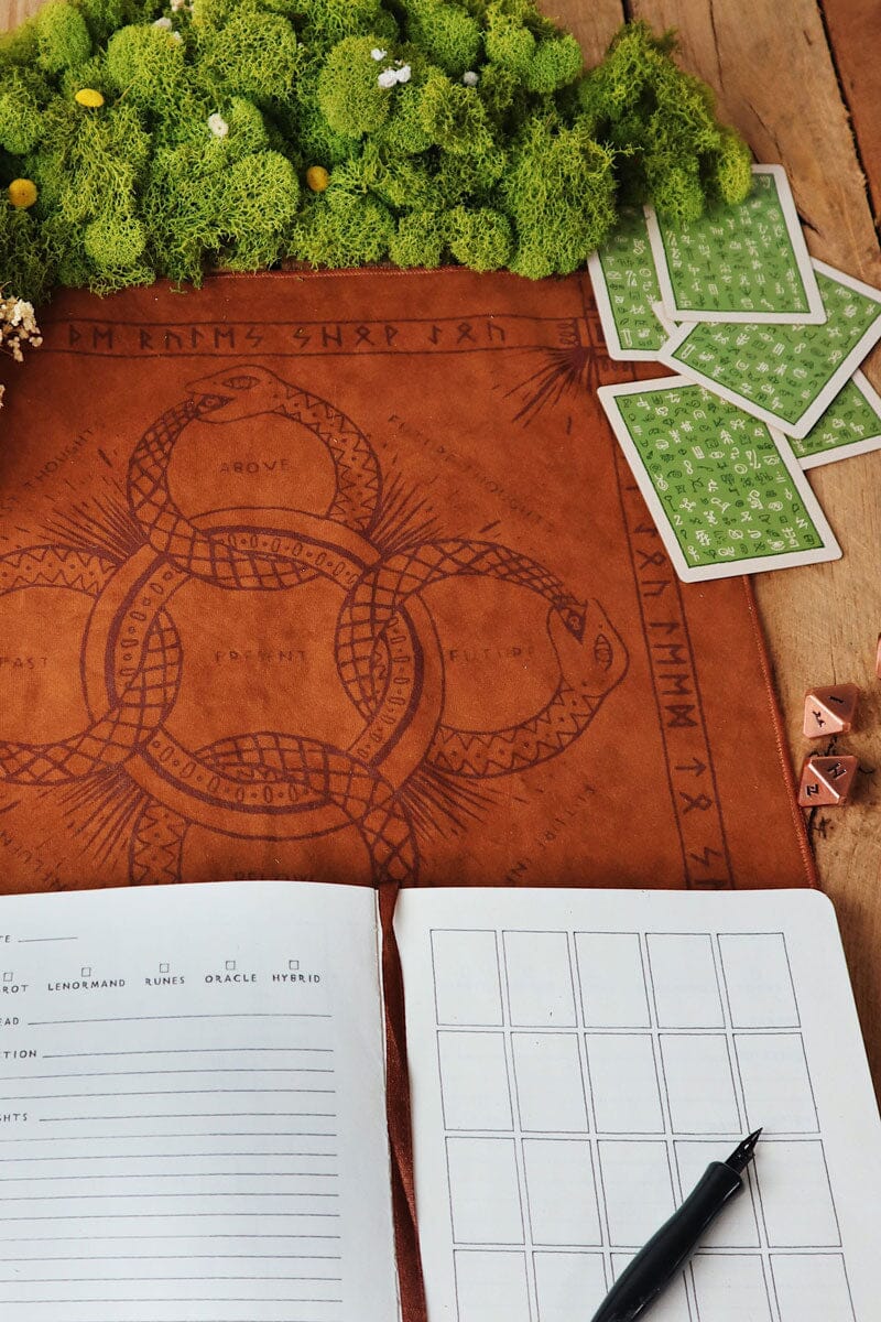 Green Glyphs Divination Diary - Tarot Journal - Oracle Reading Log