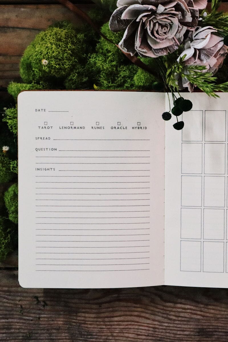 Green Glyphs Divination Diary - Tarot Journal - Oracle Reading Log