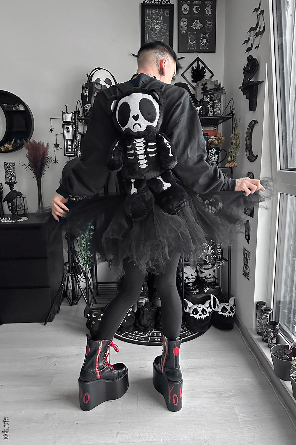 Grumpy Bones Bear Plush Backpack - - Backpack
