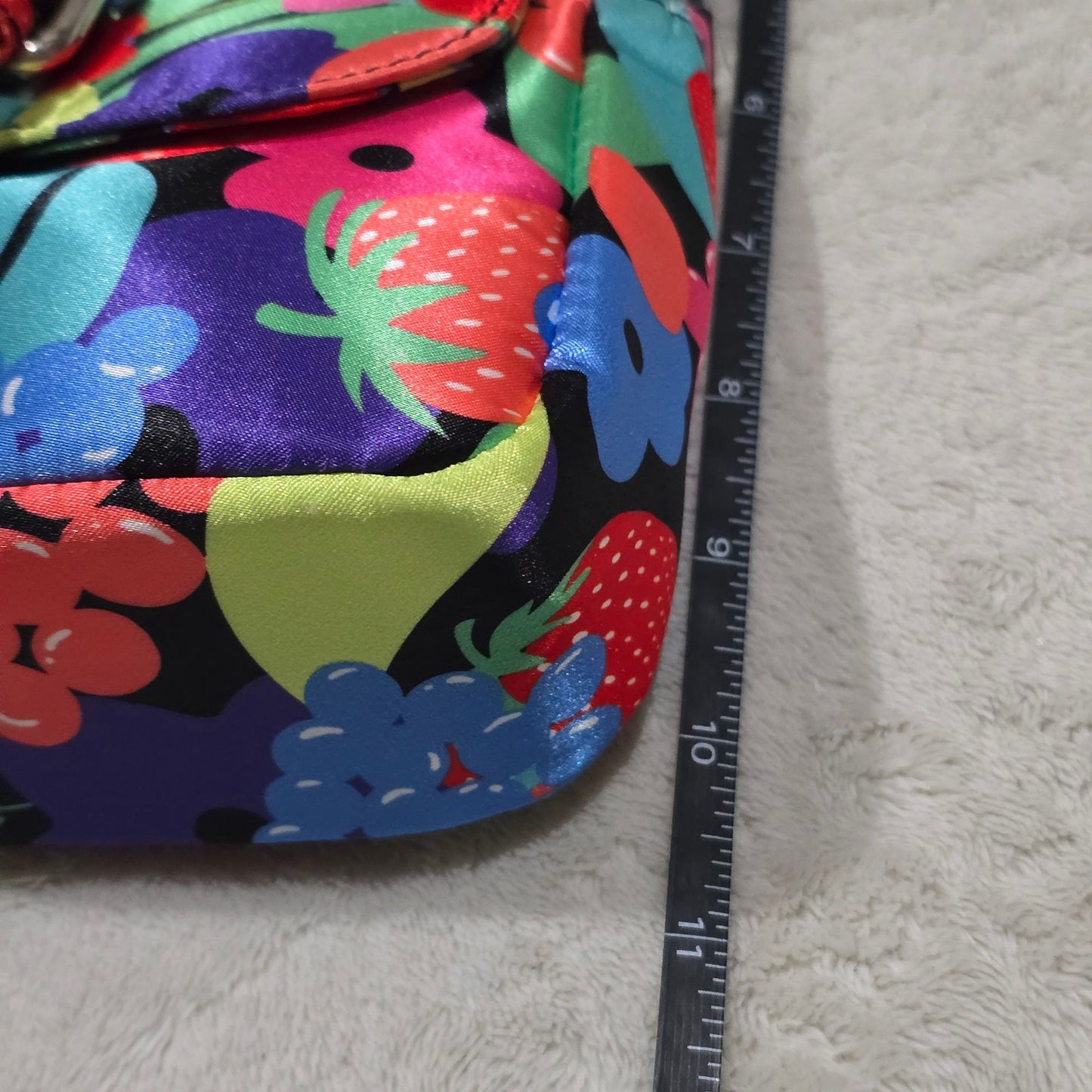 Fruit Print Shoulder Bag With Silver Buckle & Strap Closure -  - Shoulder Bags