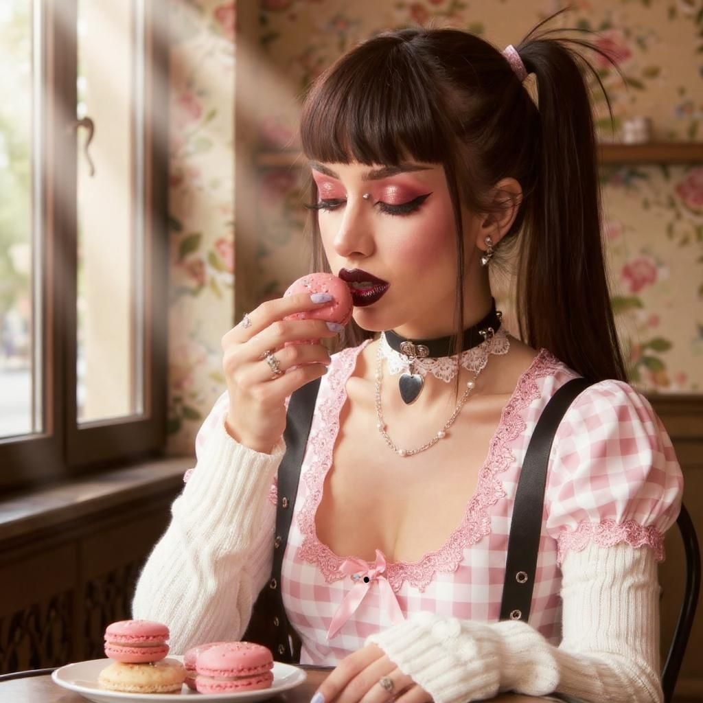 NEW Dolls Kill | Onyx Polished Hearts Lace Choker W/ Vegan Leather & Pearl Chain