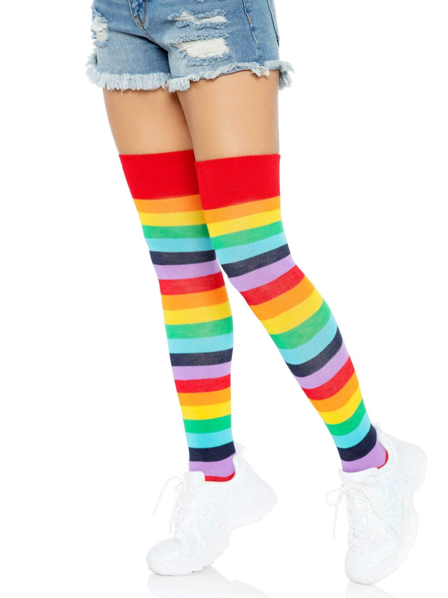 Cherry Rainbow Thigh High Socks -  - Hosiery