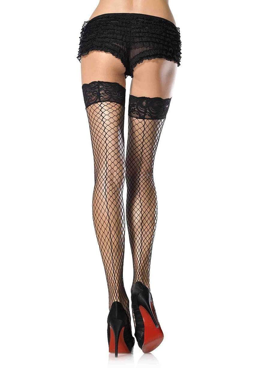 Lori Net Thigh High Stockings - Classic Fishnet Hosiery - - Thigh High Stockings