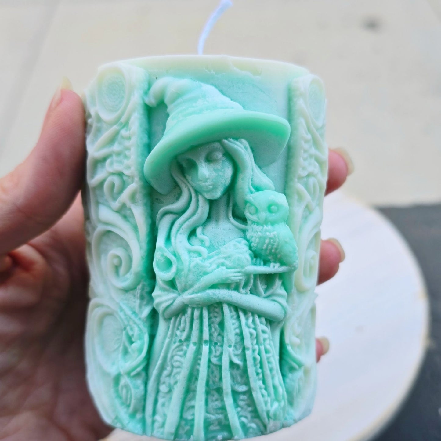 Handmade ✦ Witch & Owl Candle ✦ Vanilla Oatmeal Raisin Soy Wax Gothic Decor