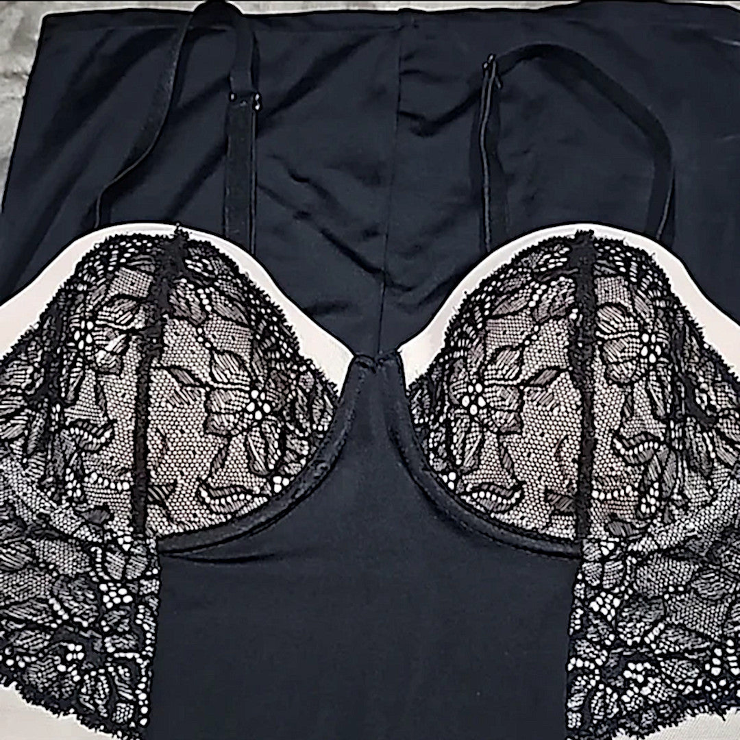 Slip Dress Shapeware | Intimates Black Lace Nude Panels - Marilyn Monroe Intimates - Dresses