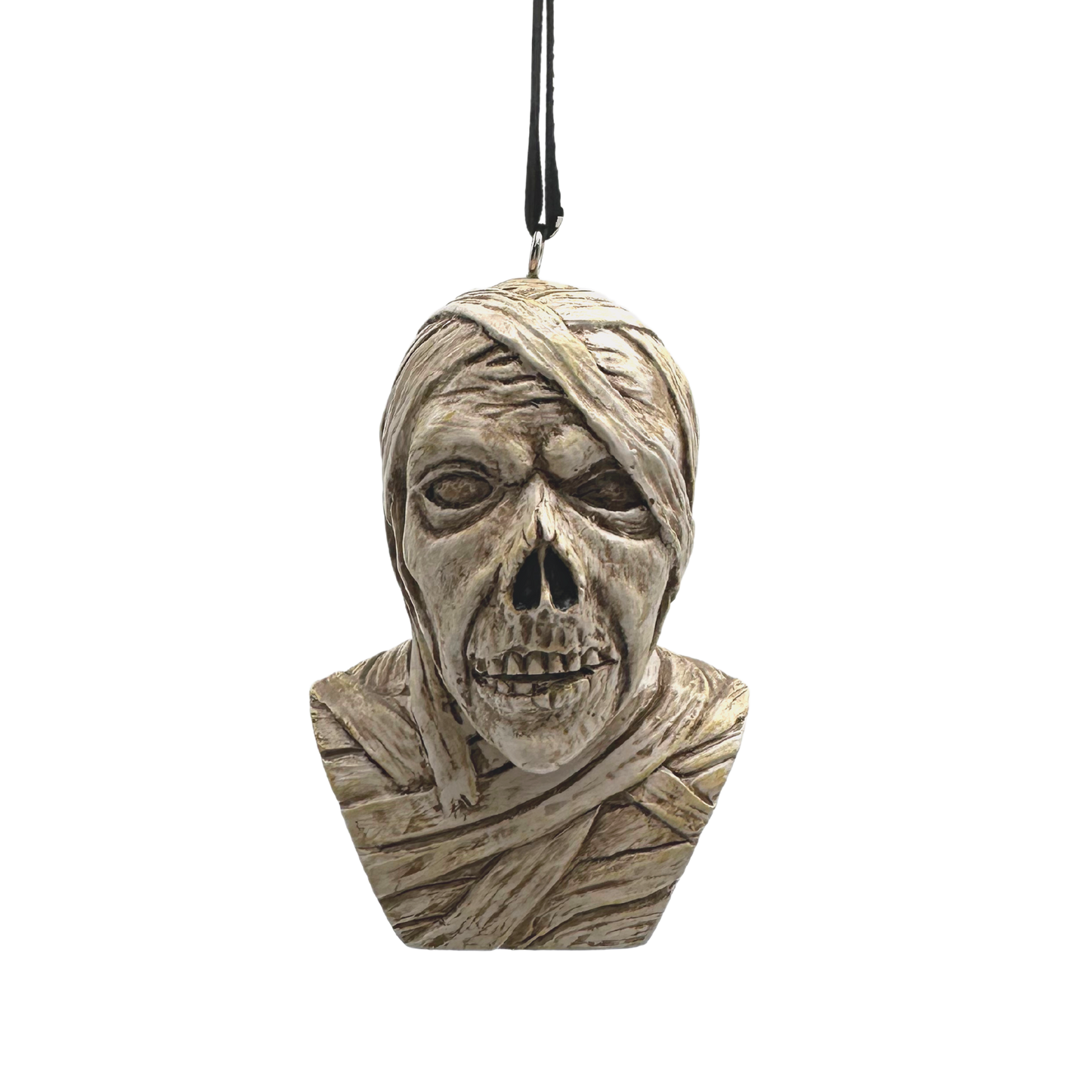 Mummy Bust Halloween Ornament - Ancient Egyptian Horror Decoration - Pharaoh Undead