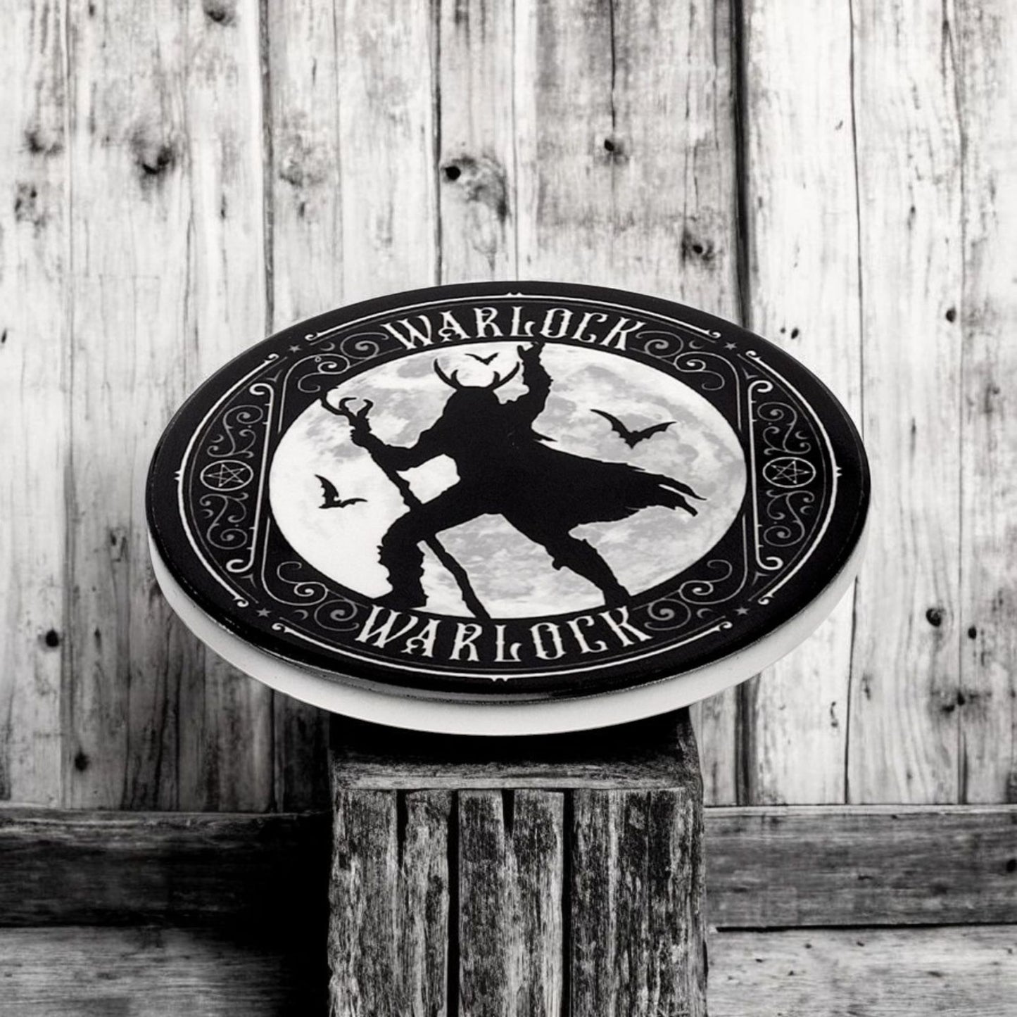 Witch & Warlock Black China Mug Set W/ Matching Coasters Moon & Bat Design -  - Cups