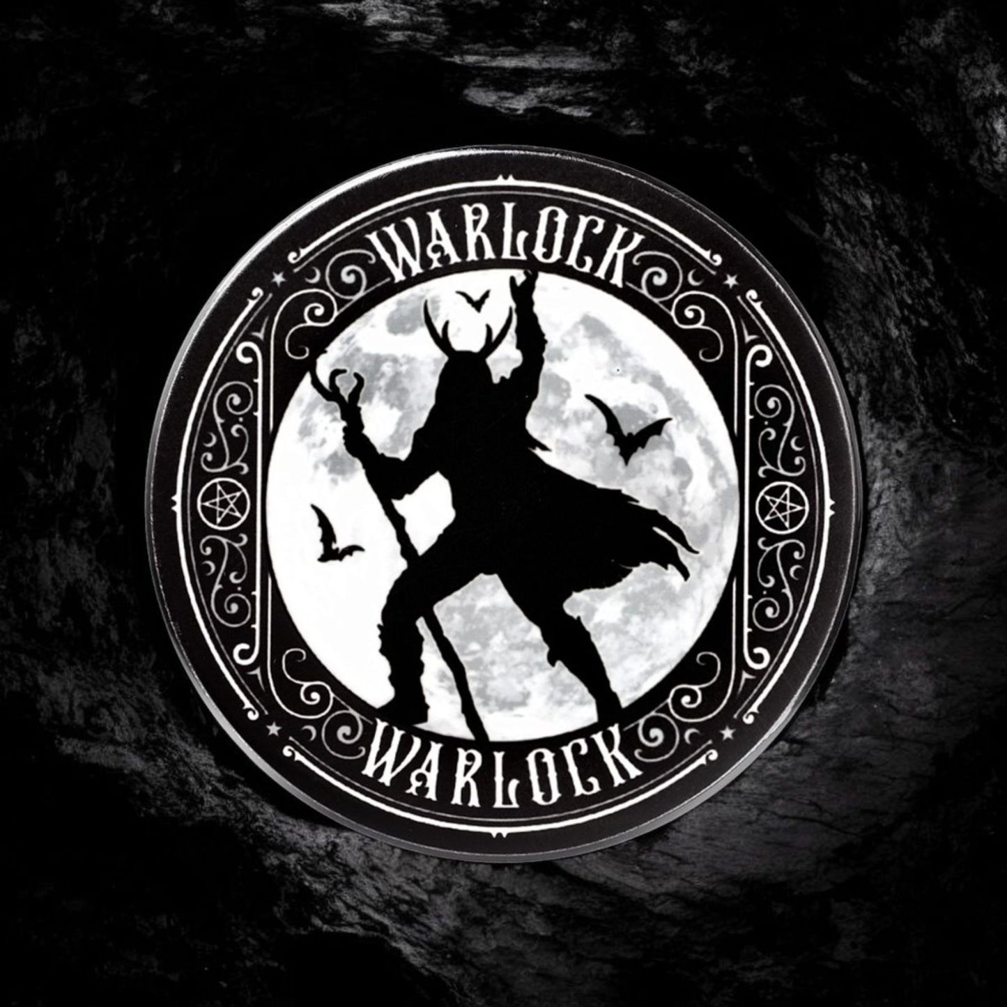 Witch & Warlock Black China Mug Set W/ Matching Coasters Moon & Bat Design -  - Cups