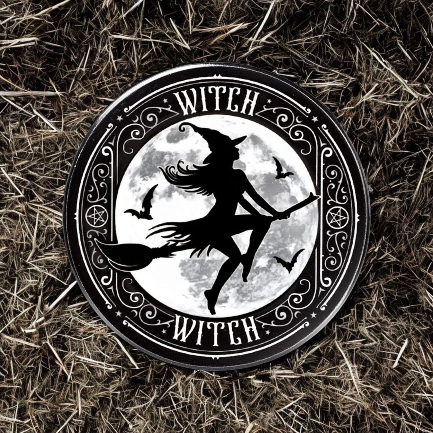 Witch & Warlock Black China Mug Set W/ Matching Coasters Moon & Bat Design -  - Cups