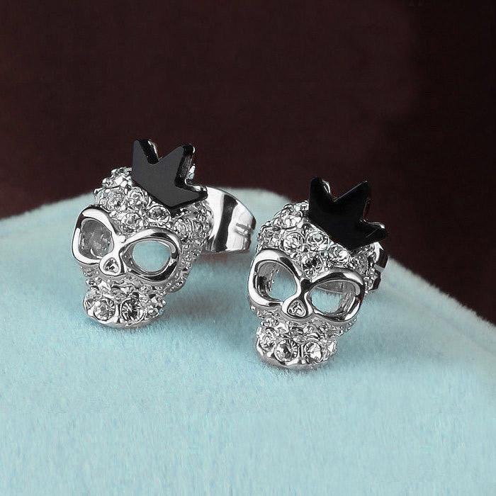 Crystal Skull Crown Earrings -  - Earrings