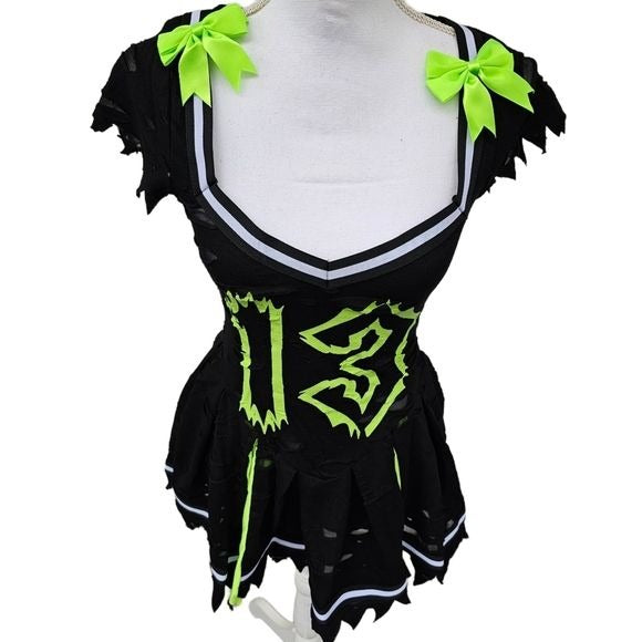 Z‑O‑M‑B‑I‑E Cheerleader Costume – Distressed Pleated Raw Hem XS