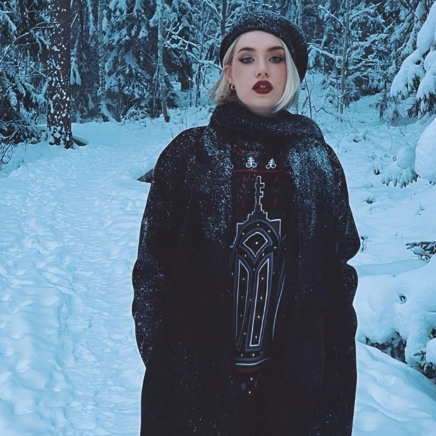 Gothic Devil On My Back Sweater Unisex Knitted Black/Red XXL -  - Sweaters