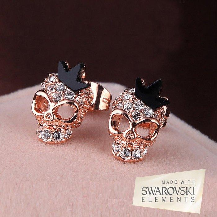 Crystal Skull Crown Earrings -  - Earrings