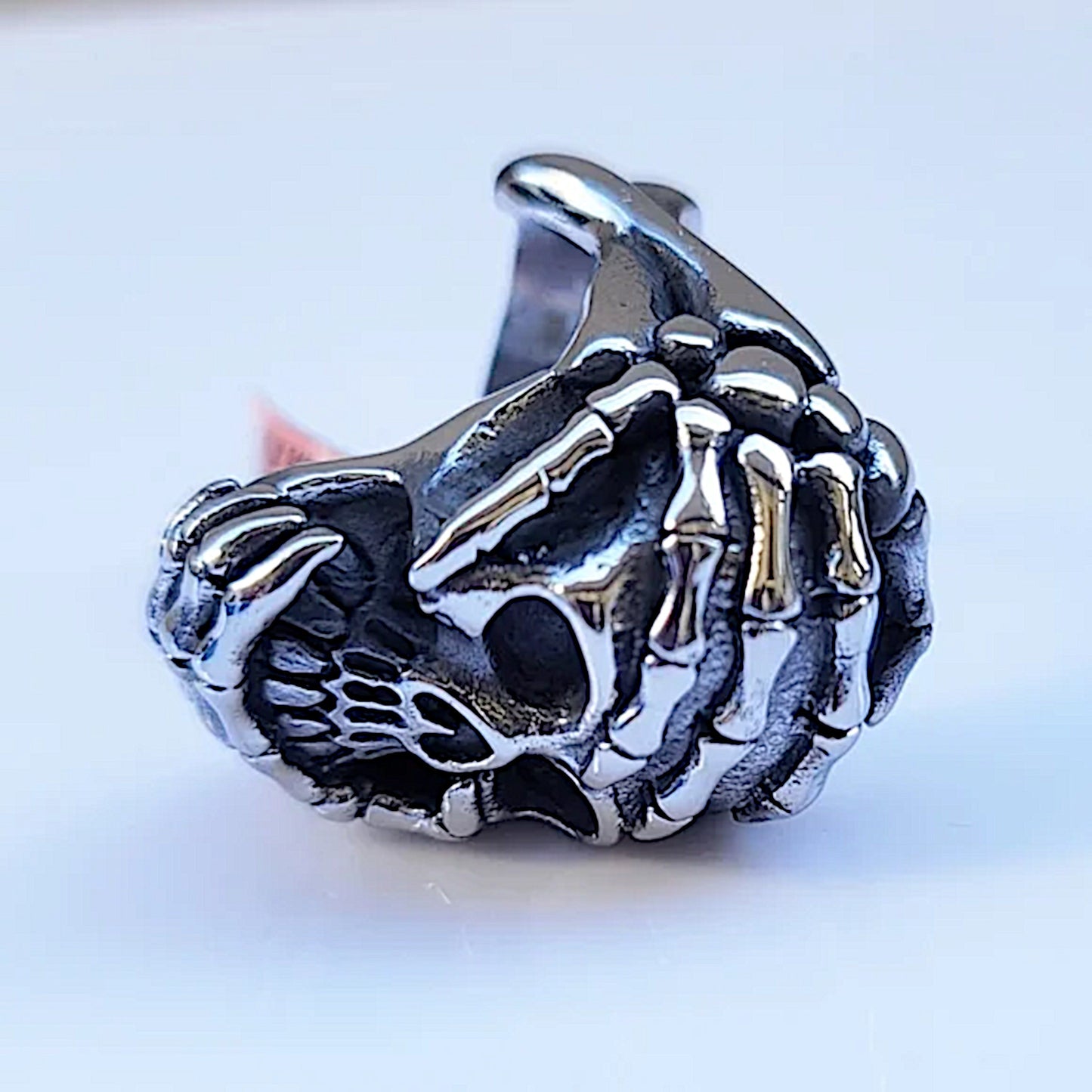 Shut Up Men's Biker Ring | Black Oxidized Stainless Steel - Evil King Theme - A Gothic Universe - Rings