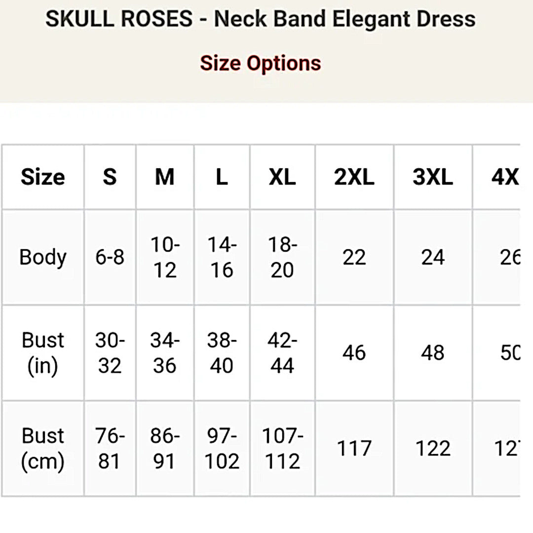 Skull Roses Dress | Scoop Neck Attached Choker Black Red Dress - Spiral Direct - Dresses