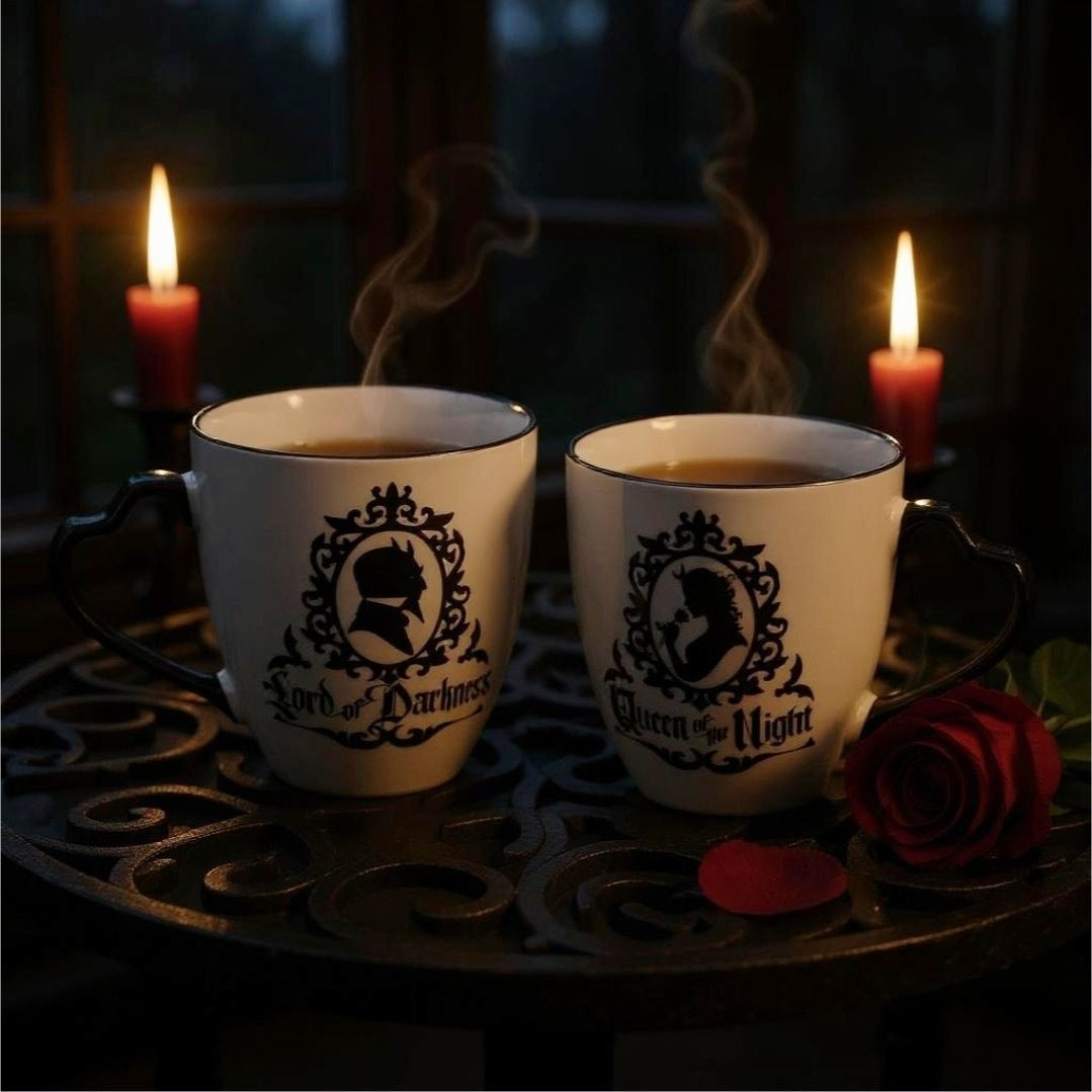 Mug Set Queen of the Night & Lord of Darkness (4pc) + Coasters
