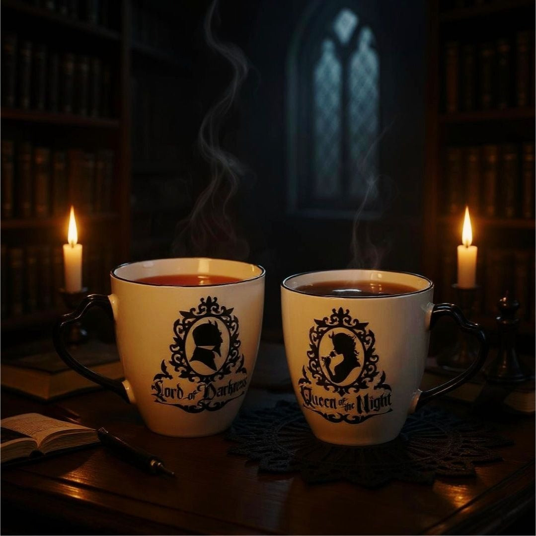 Mug Set Queen of the Night & Lord of Darkness (4pc) + Coasters