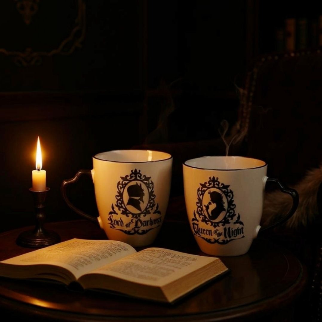 Mug Set Queen of the Night & Lord of Darkness (4pc) + Coasters