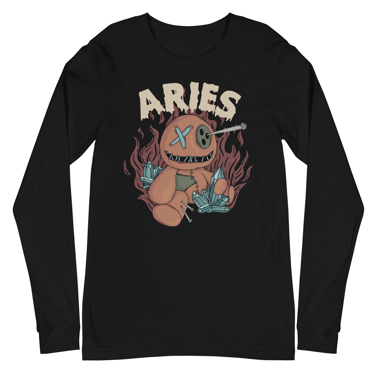 Aries Voodoo Doll Long Sleeve Shirt – Goth T-Shirt for Night Dominance - - Long Sleeve Shirt