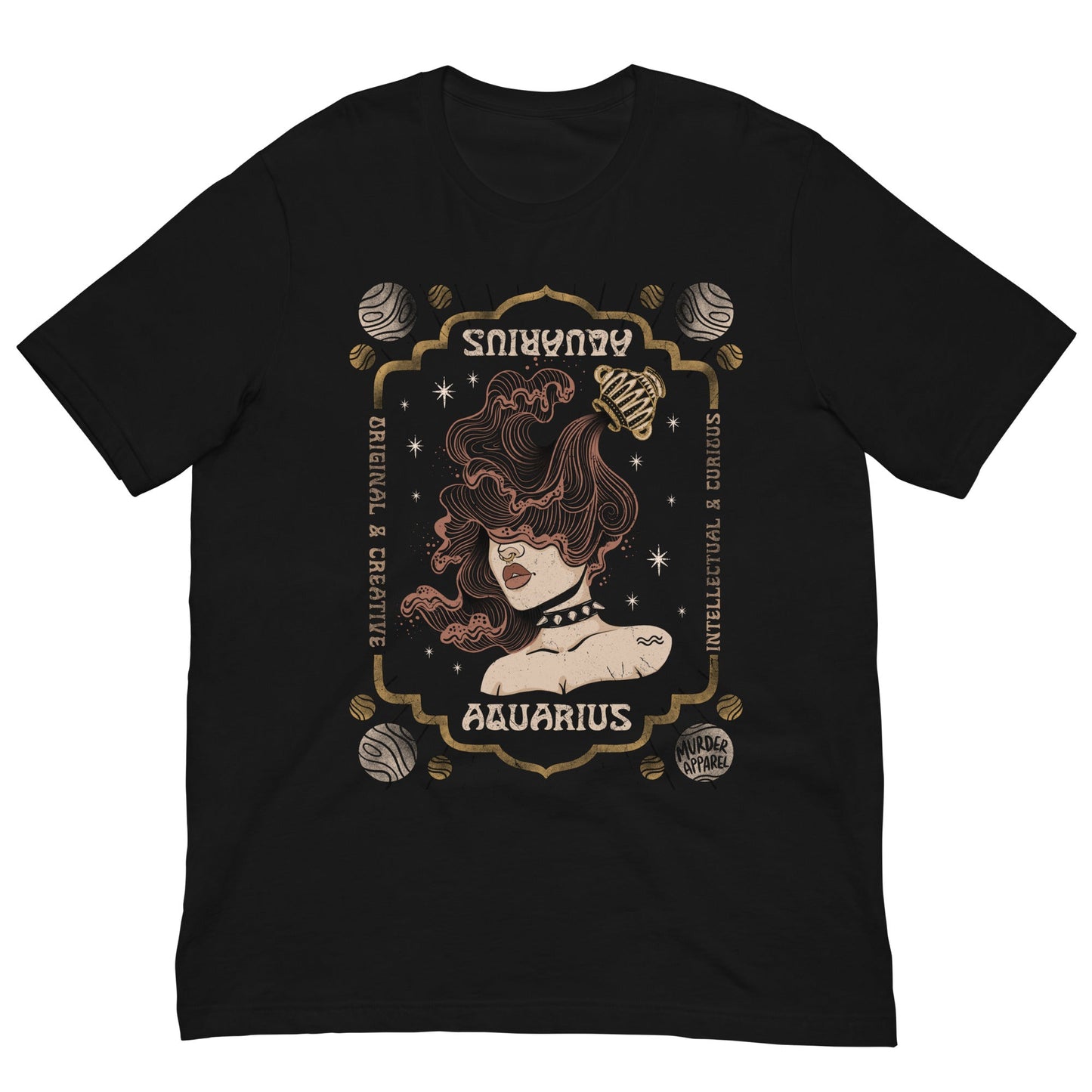 Aquarius Zodiac T-shirt – Goth T-Shirt for Night Dominance - - T-shirt
