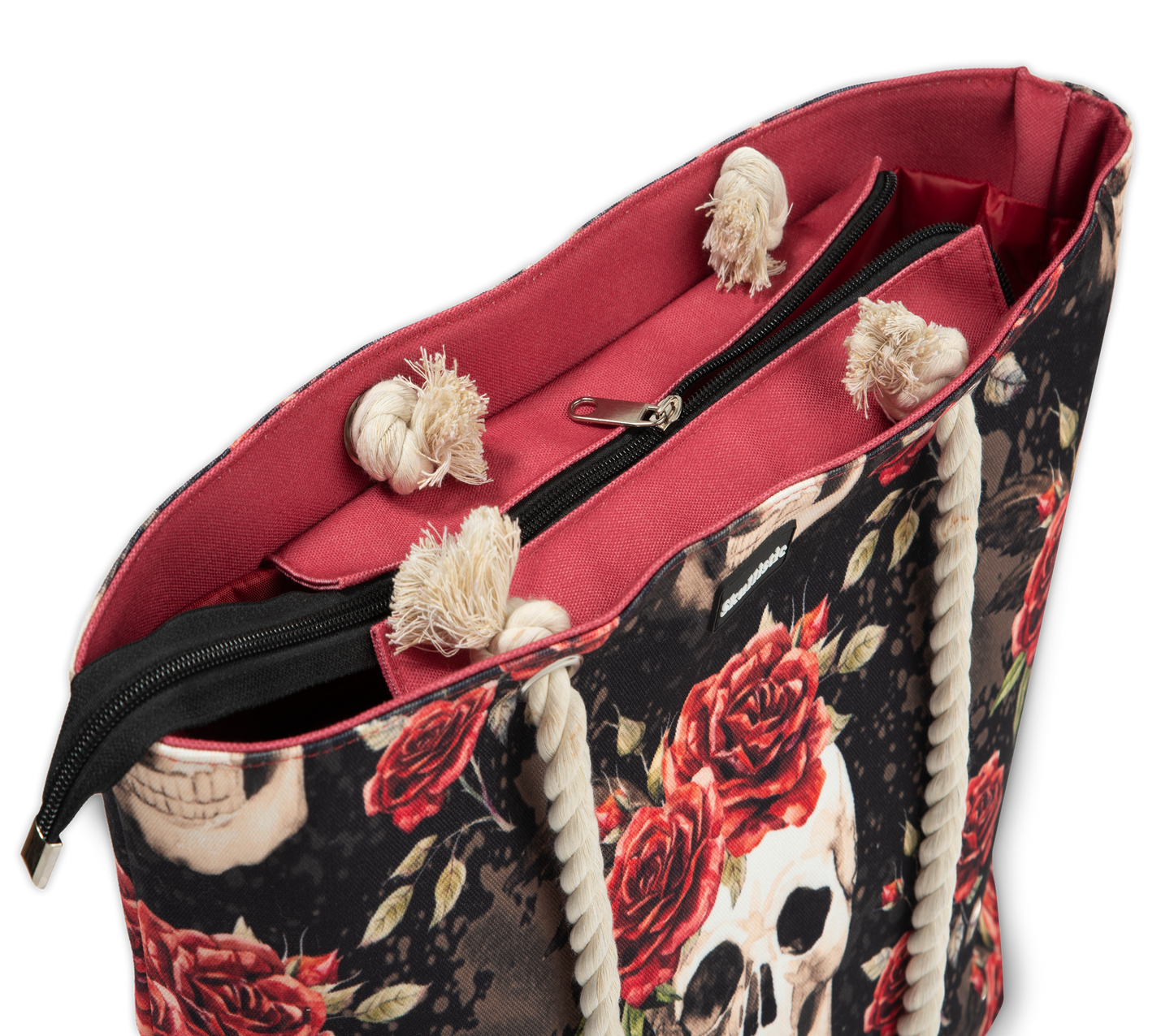 Vintage Flower Skull Shoulder Beach Bag -  - Tote Bags