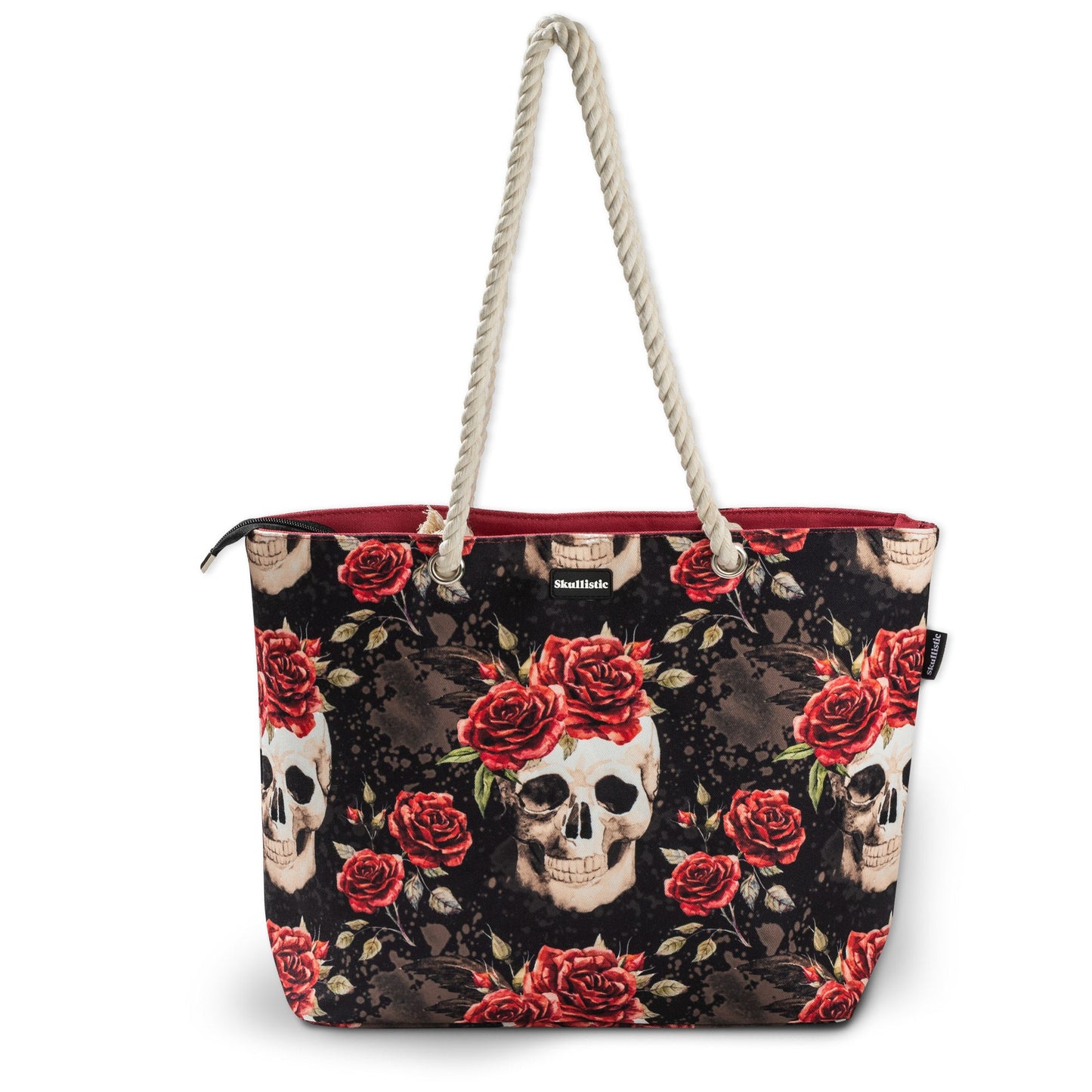 Vintage Flower Skull Shoulder Beach Bag -  - Tote Bags