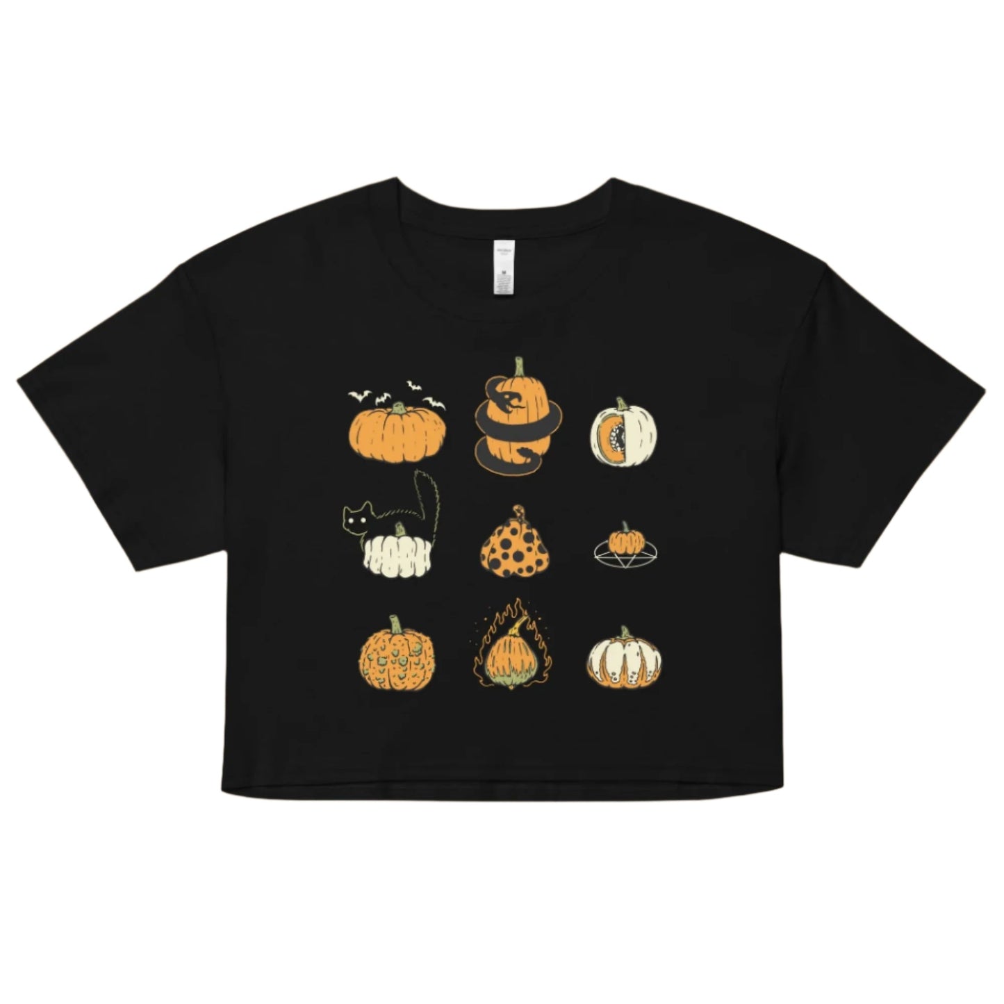 9 Pumpkins Crop Top – Goth T-Shirt for Night Dominance - - Crop Top