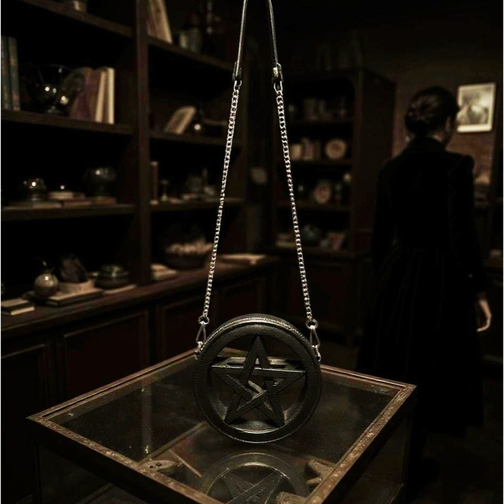 Endless Night Crossbody Bag – Pentagram Design – Vegan Leather