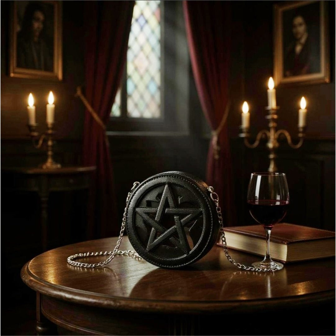 Endless Night Crossbody Bag – Pentagram Design – Vegan Leather