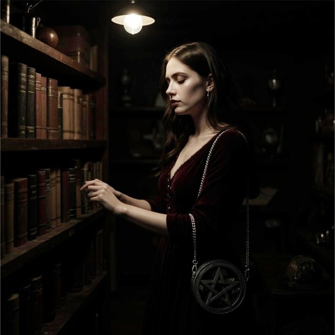 Endless Night Crossbody Bag – Pentagram Design – Vegan Leather