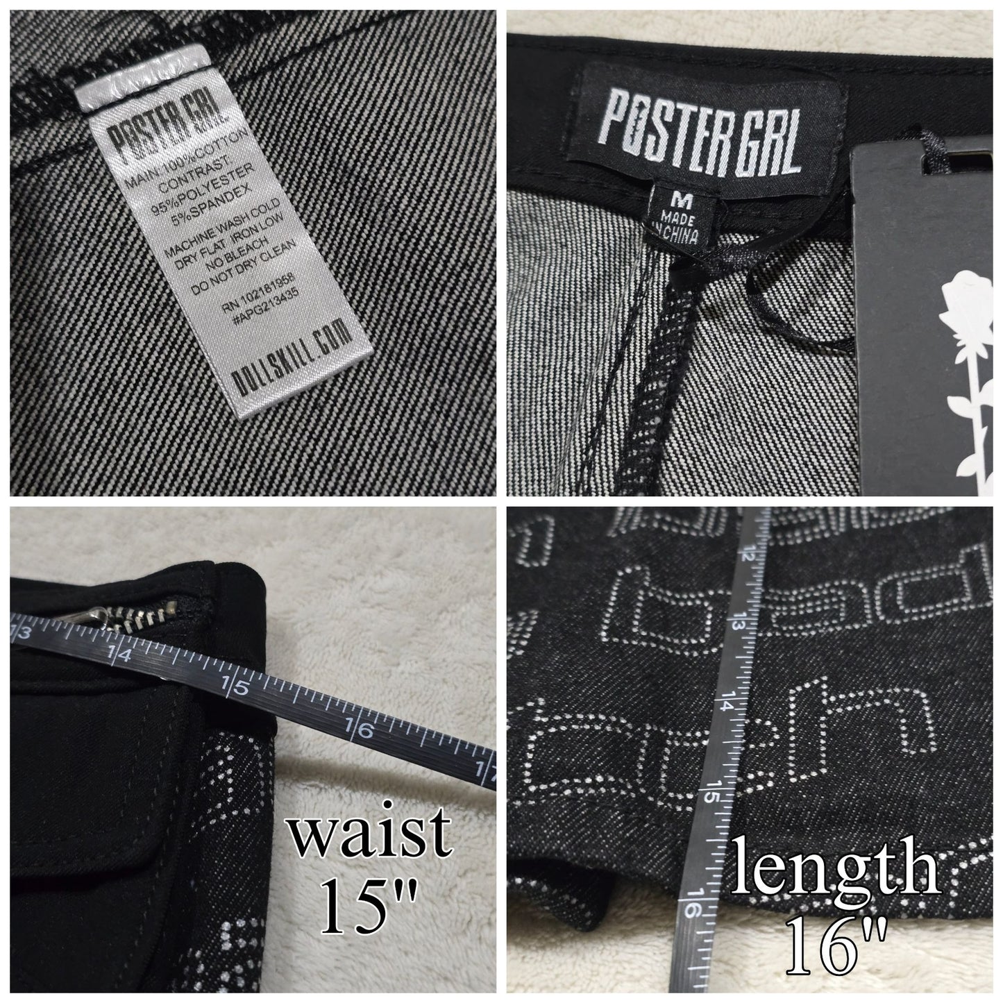Black Denim Wrap Skirt With Attached Pocket Clip Belt Closure - - Skirts