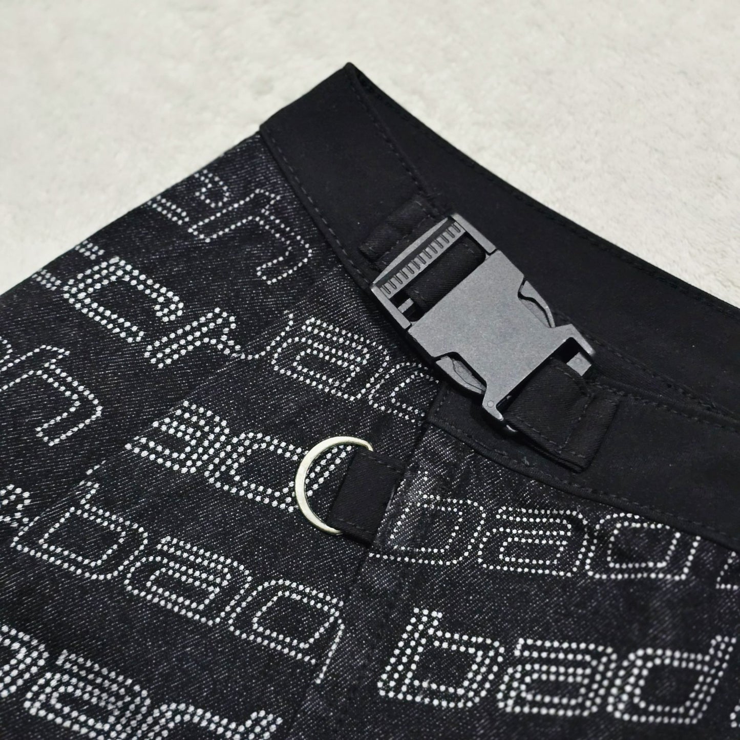 Black Denim Wrap Skirt With Attached Pocket Clip Belt Closure -  - Skirts