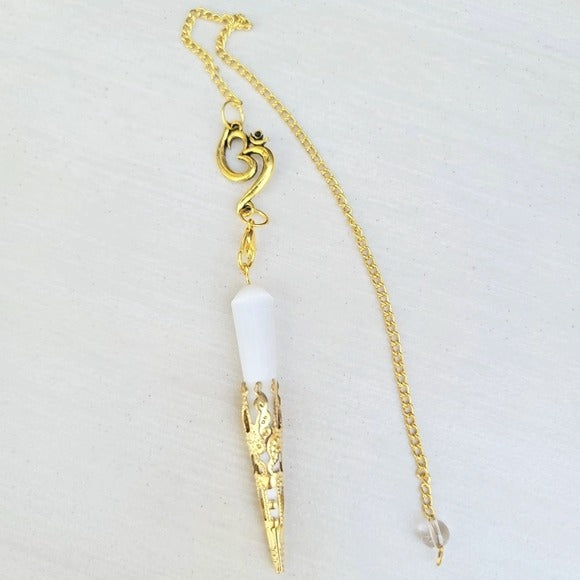 14K Dip Gold Selenite Pendulum | Divination Tool Clarity & Higher Consciousness - A Gothic Universe - Pendulums