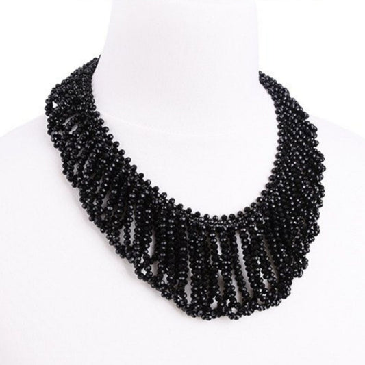 Elegant Black Big Beaded Statement Necklace - Restyle - Jewelry